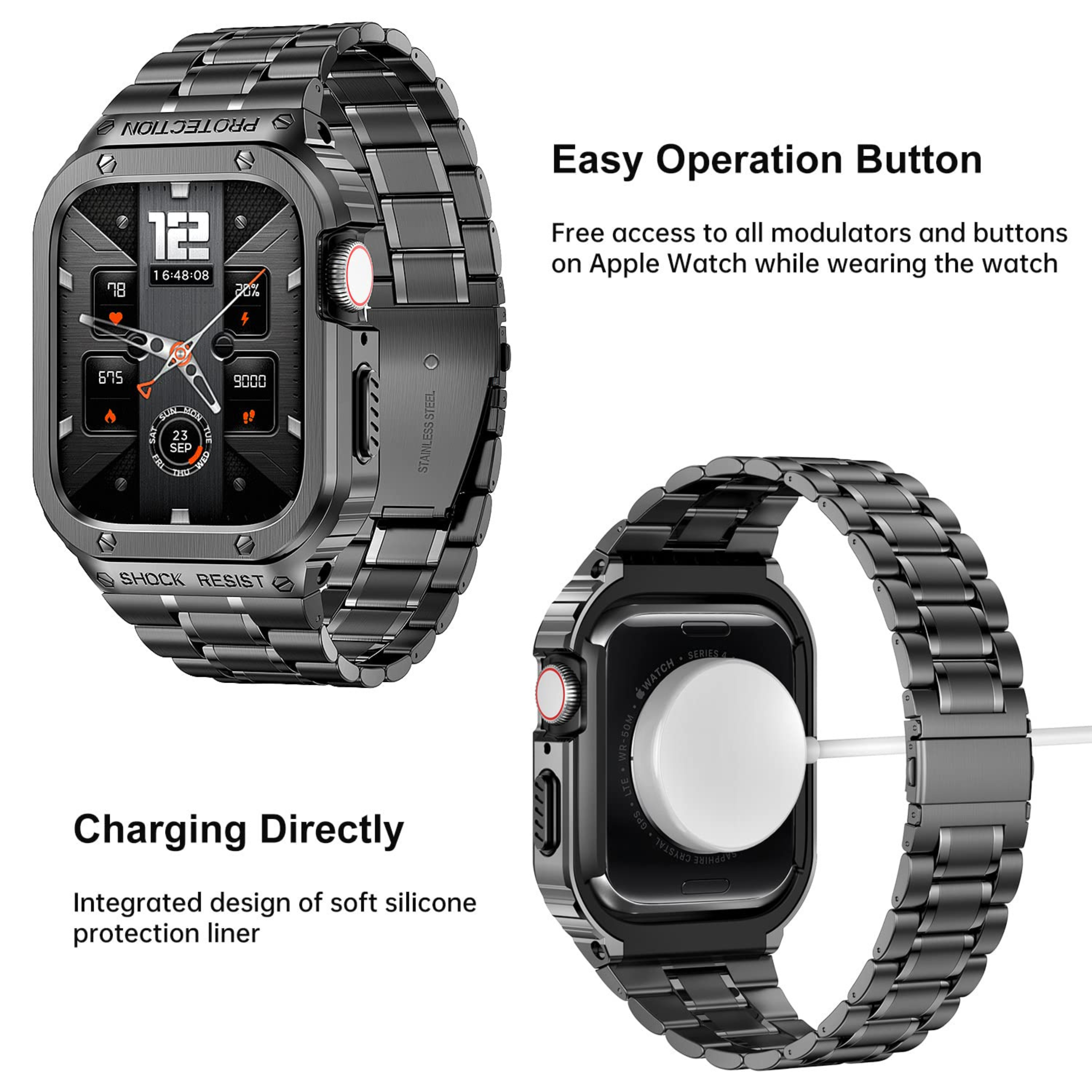 For Apple Watch Ultra 2 49mm Luxury Stainless Steel Case +