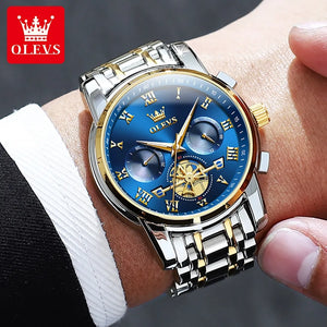 OLEVS Mens Watches Chronograph Business Dress Quartz Stainless Steel Waterproof Luminous Date Wrist Watch