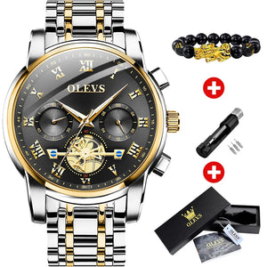 OLEVS Mens Watches Chronograph Business Dress Quartz Stainless Steel Waterproof Luminous Date Wrist Watch