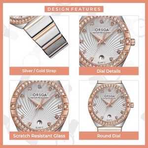 ORSGA CELESA Silver Dial Rose Gold Silver Watch