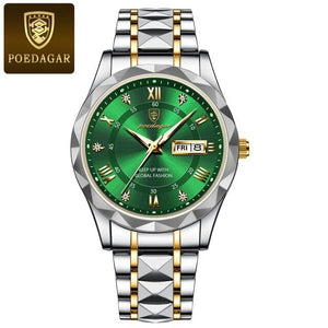 POEDAGAR Top Brand Luxury Man Wristwatch Waterproof Luminous Date Week Men Watches Stainless Steel Quartz Men's Watch Male reloj