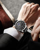 WWMALL-Mens Watches Waterproof Chronograph Stainless Steel Dial Analog Quartz Wristwatch Fashion Casual Leather Gents Watch