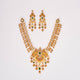 Pearl stone matt gold peacock necklace set