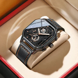 WWMALL-Casual Leather Quartz Watches Waterproof Luminous Men‘s Wristwatch