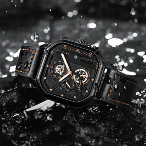 WWMALL-Casual Leather Quartz Watches Waterproof Luminous Men‘s Wristwatch