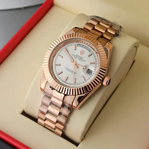 WWMALL-The Rolex Day-Date 40 Watch - Plan Bezel - sky blue Diagonal Motif Index Dial - President Bracelet