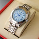 WWMALL-The Rolex Day-Date 40 Watch - Plan Bezel - sky blue Diagonal Motif Index Dial - President Bracelet