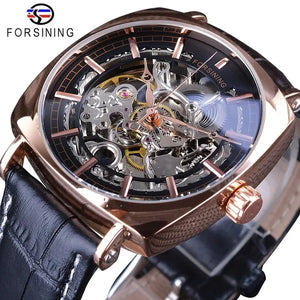 WWMALL-man Black Genuine Leather Fashion Royal Luxury Gold Clock Transparent Skeleton Men Automatic Mechanical Watches Top Brand