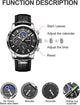 WWMALL-Mens Watches Waterproof Chronograph Stainless Steel Dial Analog Quartz Wristwatch Fashion Casual Leather Gents Watch