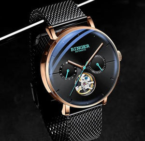 WWMALL-Swiss Mechanical Black Business Luxury Men Watch B 8677