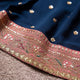 Navy Blue Colour Hand Embroidery Saree With Blouse