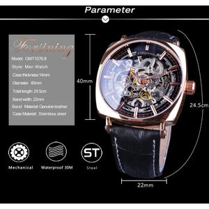 WWMALL-man Black Genuine Leather Fashion Royal Luxury Gold Clock Transparent Skeleton Men Automatic Mechanical Watches Top Brand