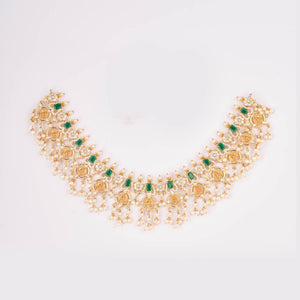 emeralds and pearl Lakshmi guttapusalu necklace