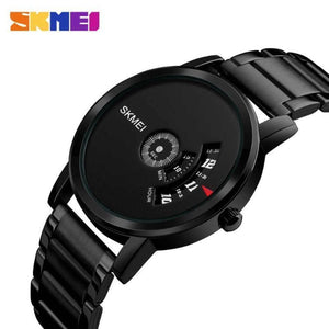 WWMALL-MEN'S QUARTZ WATCH WATERPROOF FULL STEEL FASHION WATCHES BLACK