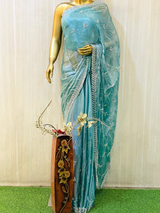 BLUE CHIFFON SAREE