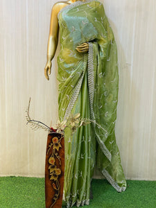 GREEN CHIFFON SAREE