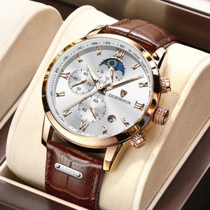 Lige- Genuine Leather Waterproof Tourbillon Mechanical Watch For Men