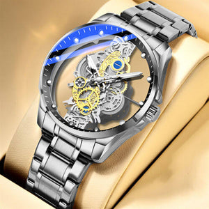 WWMALL- Men's Clear Cover Quartz Watch Men Stainless Steel Waterproof Watch, Business  Quartz Watch for Men -123