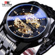 WWMALL- Diamond Design Black Gold Mechanical Watch Top Brand Automatic Clock Fashion Luxury Skeleton Waterproof Wrist Watch