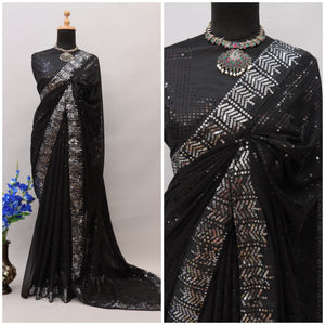 Amazing Black Color Georgette Saree Blouse