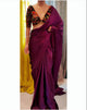 Plain Satin Silk Party Wear Saree with Embroidered Work Blouse