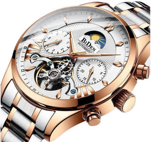 JUBNU TIME- DESIGNER  BIG DADDY GOLDEN DIAL WITH SILVER AND GOLD  BRACELET MEN'S WATCH -120112